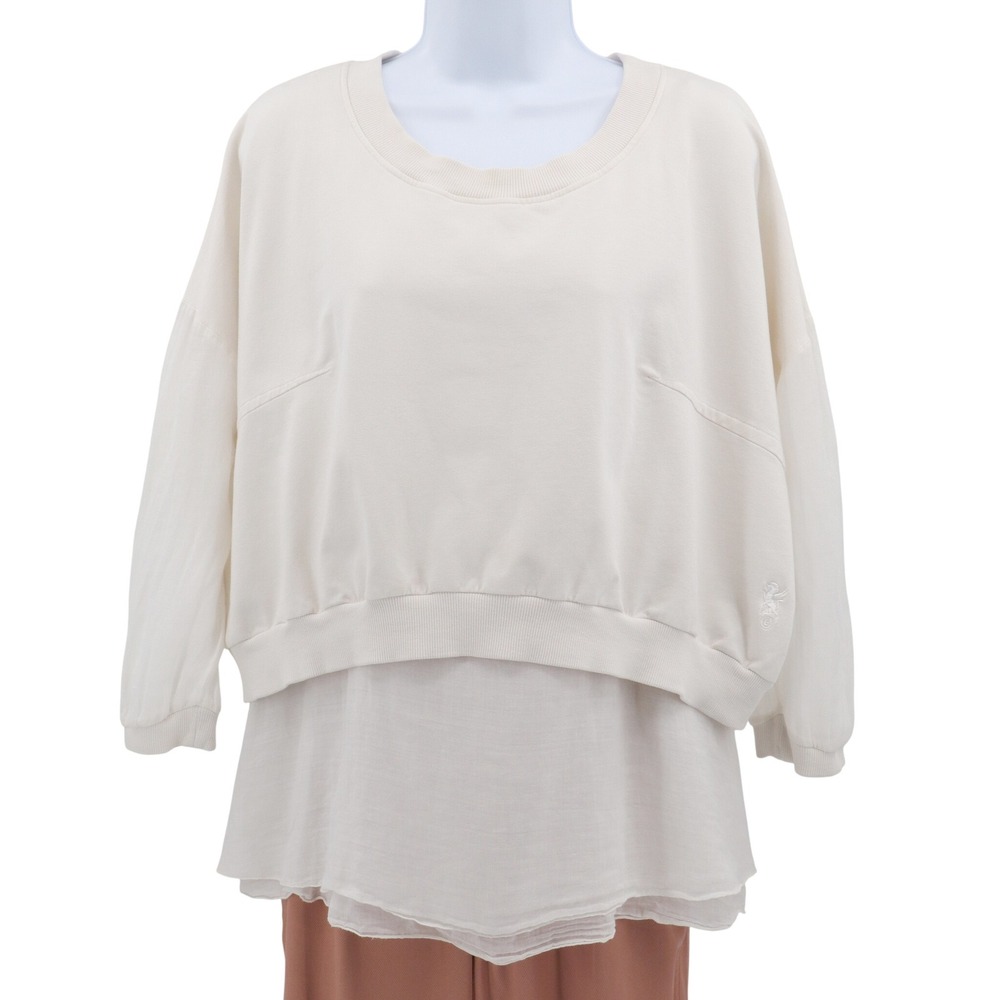 NOT FOR SALE Royal Dye Boxy Top Made in Italy Cream Cotton Blend Size S